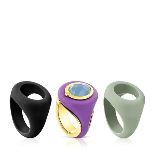 Discount Silver vermeil Virtual Garden Signet ring set with chalcedony Silver Rings | Large Rings