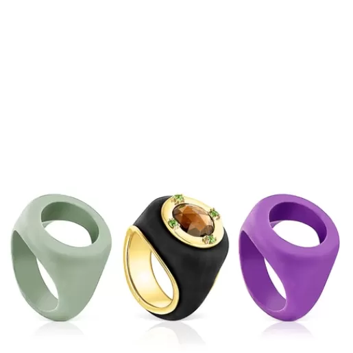 Shop Silver vermeil Virtual Garden Signet ring set with smoky quartz Silver Rings | Large Rings