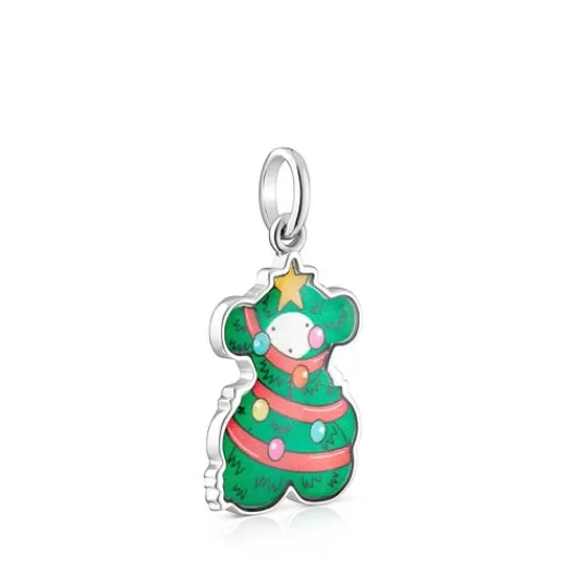 Online Silver Xmas Collection tree bear Pendant with mother-of-pearl Silver Pendants