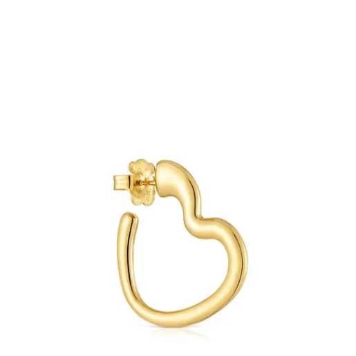 Hot Single heart Hoop earring with 18kt gold plating over silver My Other Half Silver Earrings | Hoop Earrings