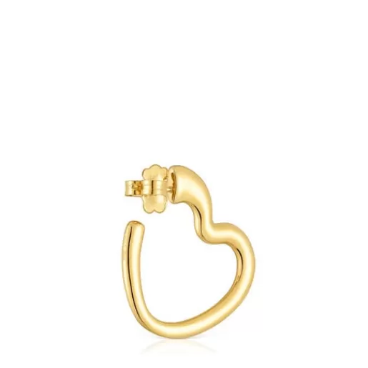 Hot Single heart Hoop earring with 18kt gold plating over silver My Other Half Silver Earrings | Hoop Earrings