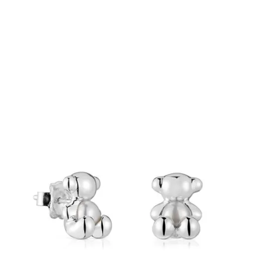 Outlet Small bear Earrings in silver and mother-of-pearl Bold Bear Silver Earrings | Small Earrings