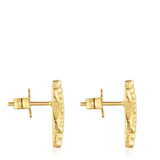 Cheap Small bear Earrings with 18kt gold plating over silver Grain Silver Earrings
