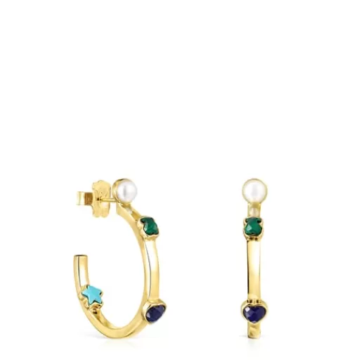 Sale Small Glory Earrings in Silver Vermeil with Gemstones Silver Earrings | Hoop Earrings