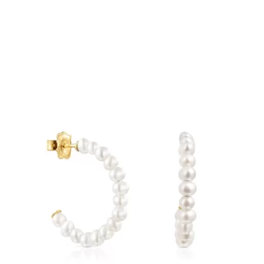 Outlet Small Gloss hoop Earrings with Pearls Silver Earrings | Hoop Earrings