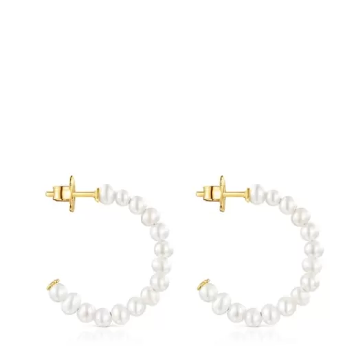 Outlet Small Gloss hoop Earrings with Pearls Silver Earrings | Hoop Earrings