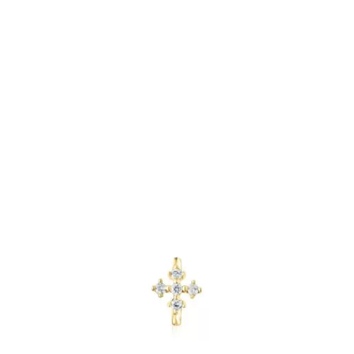 Outlet Small Cross hoop earring with diamonds Les Classiques Gold Earrings | Individual Earrings