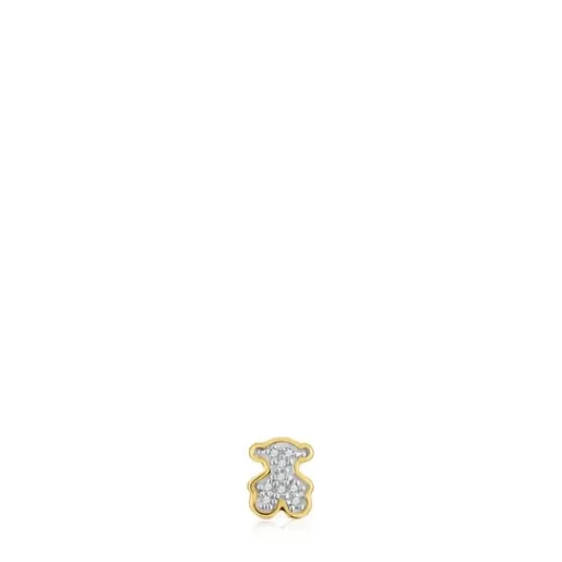 Flash Sale Small 18kt gold plating over silver bear Pendant with and diamonds 1950 Silver Pendants | Charms