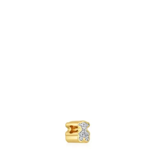 Flash Sale Small 18kt gold plating over silver bear Pendant with and diamonds 1950 Silver Pendants | Charms