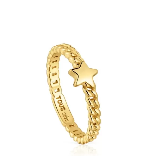 Flash Sale Small 18kt gold plating over silver star Ring Bold Motif Silver Rings | Small Rings