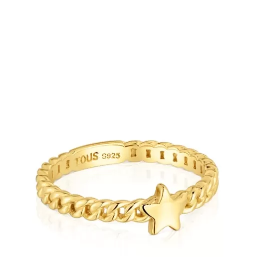 Flash Sale Small 18kt gold plating over silver star Ring Bold Motif Silver Rings | Small Rings