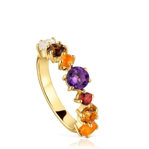 Cheap Small 18kt gold-plated silver and gemstones Ring Sugar Party Silver Rings