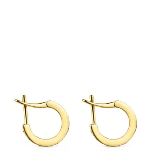 Clearance Small Nocturne disc Earrings in Silver Vermeil with Diamonds Silver Earrings | Hoop Earrings