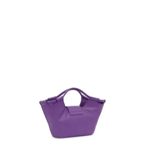 Fashion Small purple leather Tote bag Sun Leather Handbags