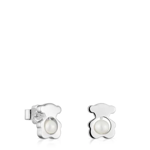 Best Sale Small 10 mm bear Earrings with cultured pearls I-Bear Silver Earrings | Small Earrings