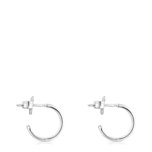 Fashion Small Bear Row hoop earrings with silhouette Silver Earrings | Hoop Earrings