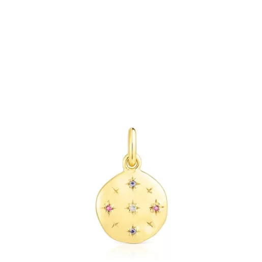 Best Sale Small silver vermeil Magic Nature disc Pendant with gemstones Silver Pendants | Small Pendants