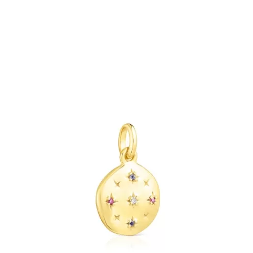 Best Sale Small silver vermeil Magic Nature disc Pendant with gemstones Silver Pendants | Small Pendants