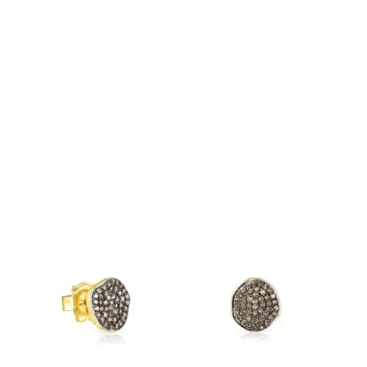 Fashion Small Silver Vermeil Nenufar Earrings with Diamonds Silver Earrings | Small Earrings