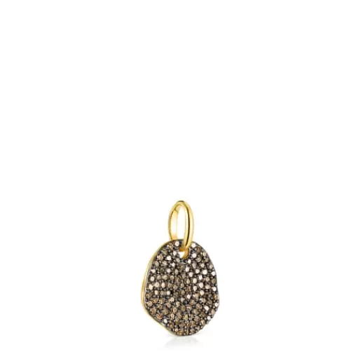 Outlet Small Silver Vermeil Nenufar Pendant with Diamonds Silver Pendants