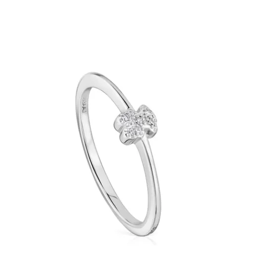 New Small white-gold bear Ring with diamonds Grain 分类为空 | Diamond Rings