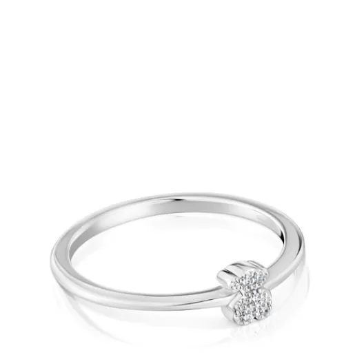 New Small white-gold bear Ring with diamonds Grain 分类为空 | Diamond Rings