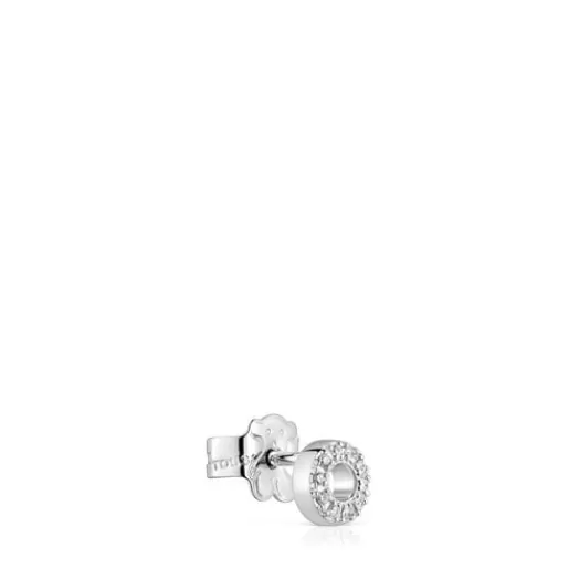 Online Small white-gold circle Single earring with diamonds Grain Small Earrings | Individual Earrings