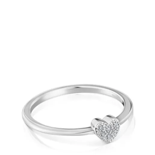 New Small white-gold heart Ring with diamonds Grain 分类为空 | Diamond Rings