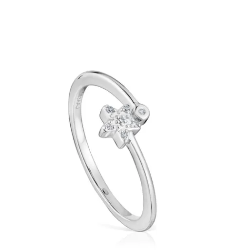 Discount Small white-gold star Ring with diamonds Grain 分类为空 | Diamond Rings