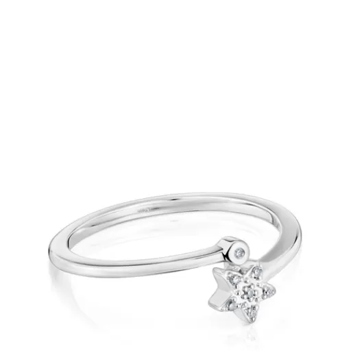 Discount Small white-gold star Ring with diamonds Grain 分类为空 | Diamond Rings