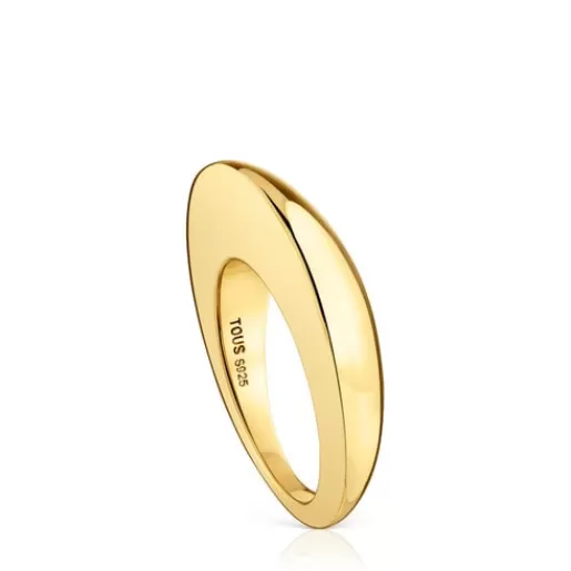 Online Smooth ring with 18kt gold plating over silver Dybe Silver Rings | Medium Rings