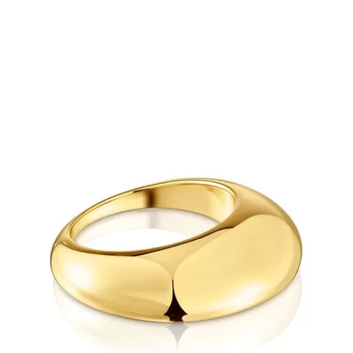 Online Smooth ring with 18kt gold plating over silver Dybe Silver Rings | Medium Rings