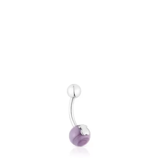 New and lilac-colored Murano glass Navel piercing Icon Glass Belly Piercing | Steel Piercing