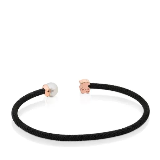 Clearance Steel and Rose Vermeil Silver Icon Mesh Bracelet with Pearl Silver Bracelets | Pearl Bracelets