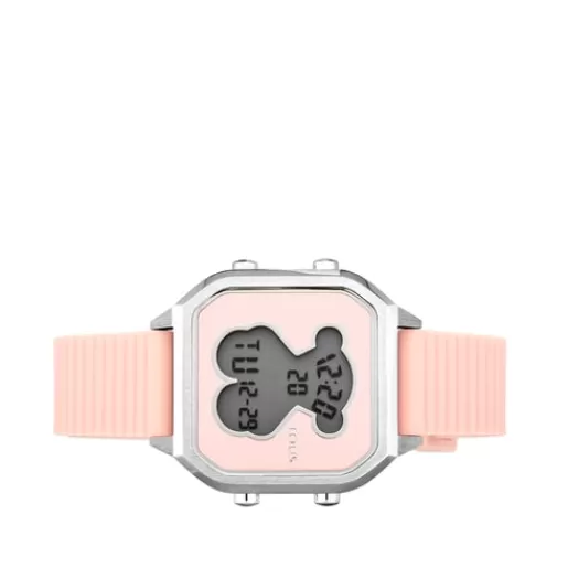 Clearance Steel D-Bear Teen Watch with pink Silicone strap For Her