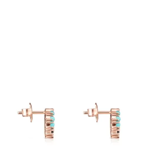 Clearance Straight small disc Earrings in Rose Silver Vermeil with Gemstones Silver Earrings | Small Earrings