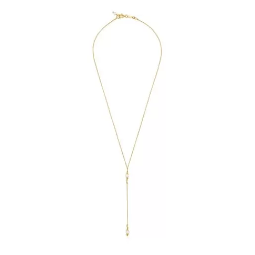 Clearance Strip Choker with 18kt gold plating over silver and cultured pearls Gloss Silver Necklaces | Long Necklaces