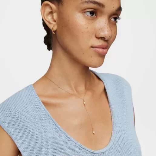 Clearance Strip Choker with 18kt gold plating over silver and cultured pearls Gloss Silver Necklaces | Long Necklaces