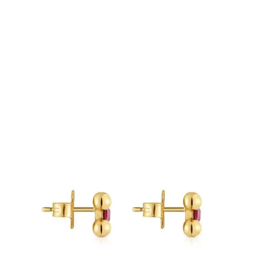 Cheap Sugar Party short Earrings with 18kt gold plating over silver and rhodolite Silver Earrings | Small Earrings