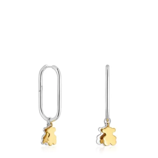 Store Sweet Dolls two-tone Hoop earrings with bear motif Silver Earrings | Hoop Earrings