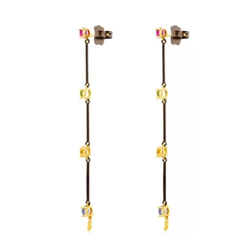 Best Titanium and Gold Mix Titanio Earrings with Gemstones Gold Earrings