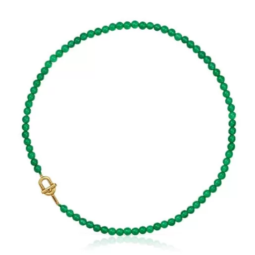 Fashion MANIFESTO Necklace with 18kt gold plating over silver with trated chalcedony Silver Necklaces | Short Necklaces