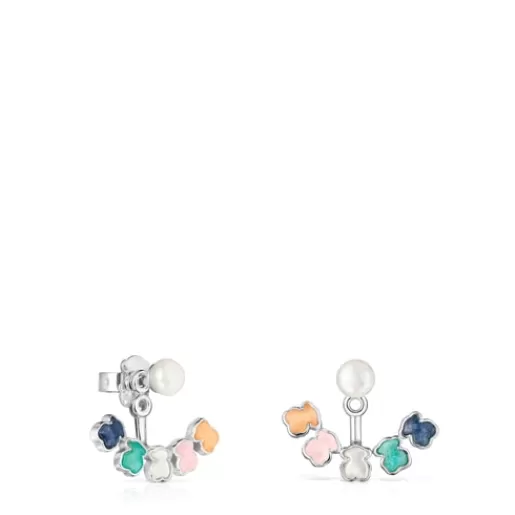 Discount Mini Color Earrings in Silver with Gemstones 2,2cm. Silver Earrings