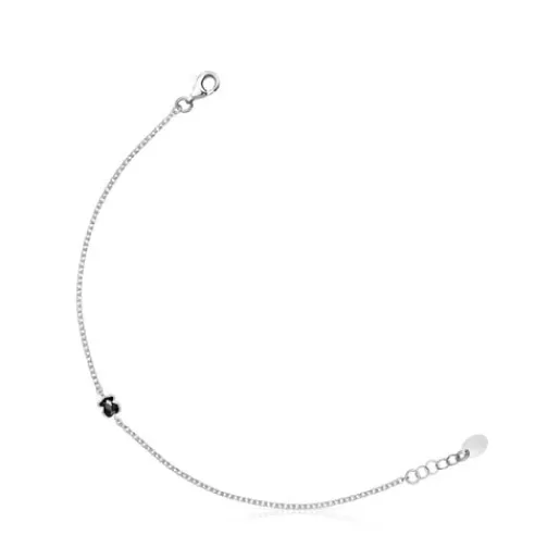 Outlet Mini Onix Bracelet in Silver with Onyx 0,4cm. Silver Bracelets | Chain Bracelets