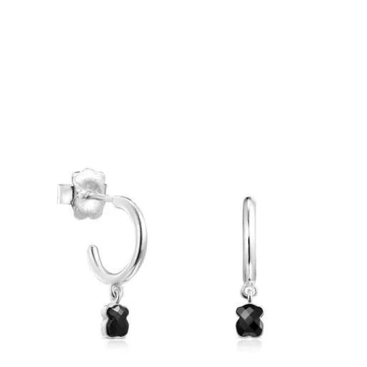 Flash Sale Mini Onix Earrings in Silver with Onyx 1,3cm. Silver Earrings | Hoop Earrings