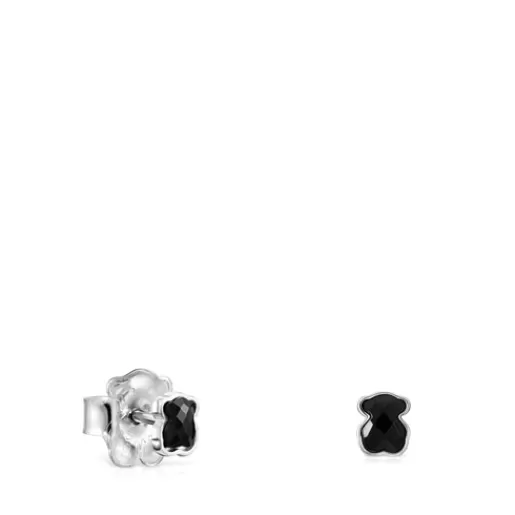 Store Mini Onix Earrings in Silver with Onyx 0,4cm. Silver Earrings | Small Earrings