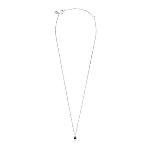 Clearance Mini Onix Necklace in Silver with Onyx 0,4cm. Silver Necklaces | Short Necklaces