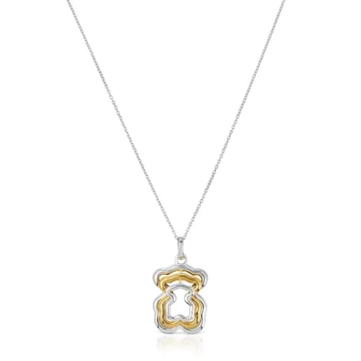 Outlet Triple two-tone Bickie bear necklace Silver Pendants | Short Necklaces