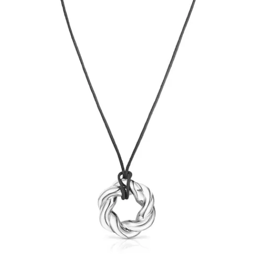 New Twisted Necklace with XL donut Silver Pendants | Long Necklaces