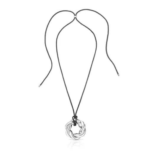 New Twisted Necklace with XL donut Silver Pendants | Long Necklaces